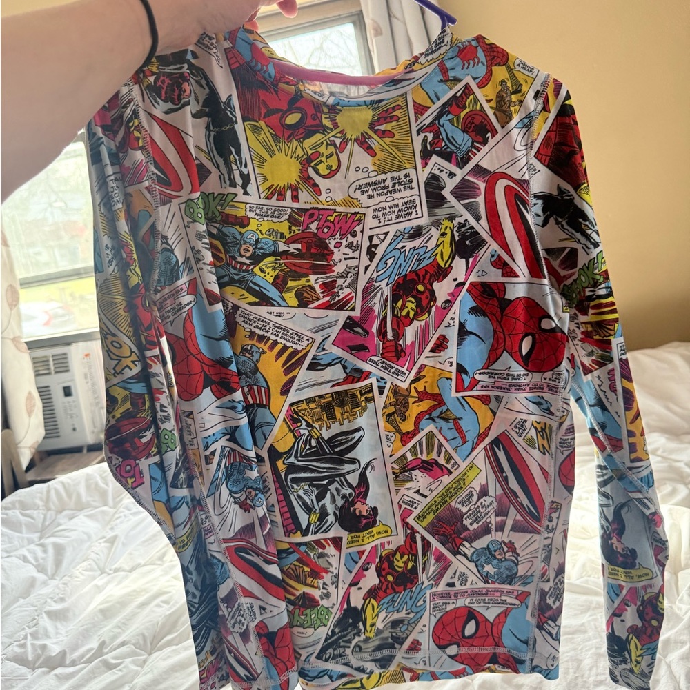 Marvel Comic Panel Long Sleeve Top - Yellow, Red, Blue, Pink, Black